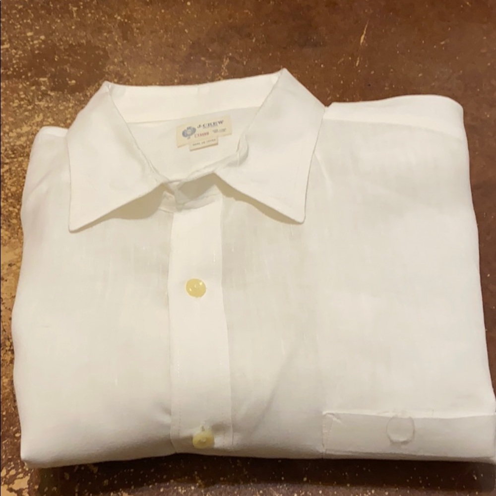 J-crew white linen short sleeve button down.